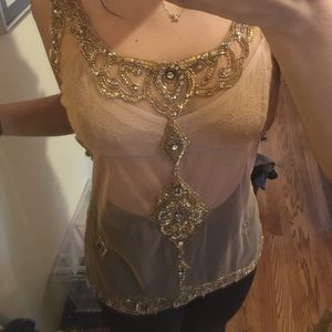 Vintage Antik Batik Sheer Pink Top